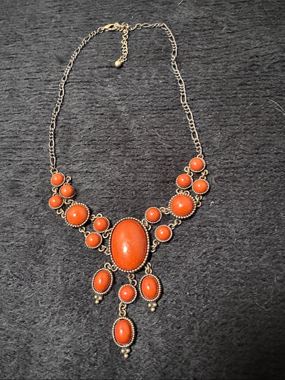 Vintage-Inspired Orange Statement Necklace
